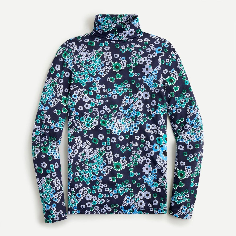 JCREW Tissue turtleneck in navy floral